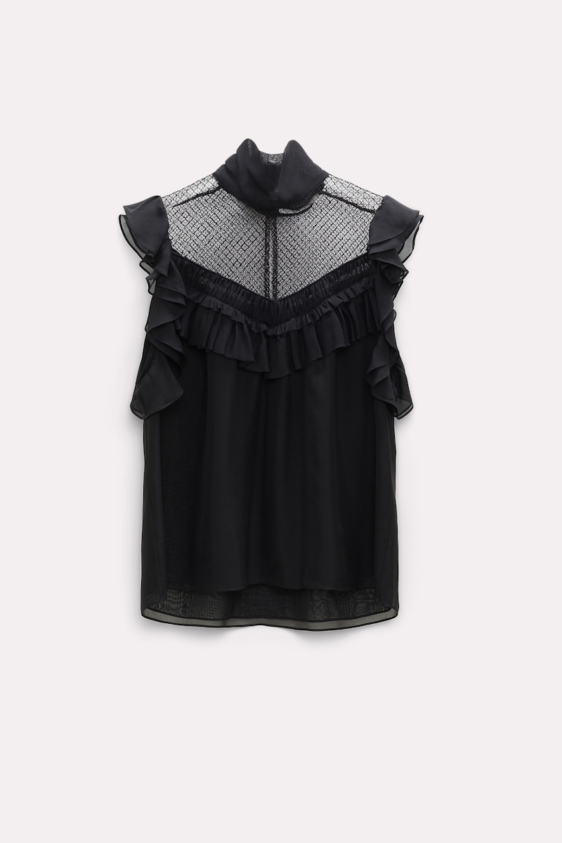 Dorothee Schumacher Panelled Sleeveless Silk Chiffon Blouse In Black