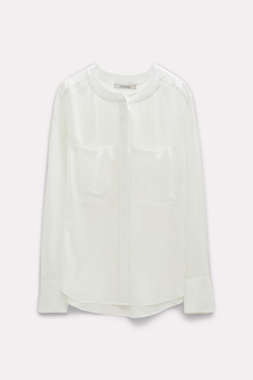 Dorothee Schumacher Ripstop silk blouse with patch pockets camellia white