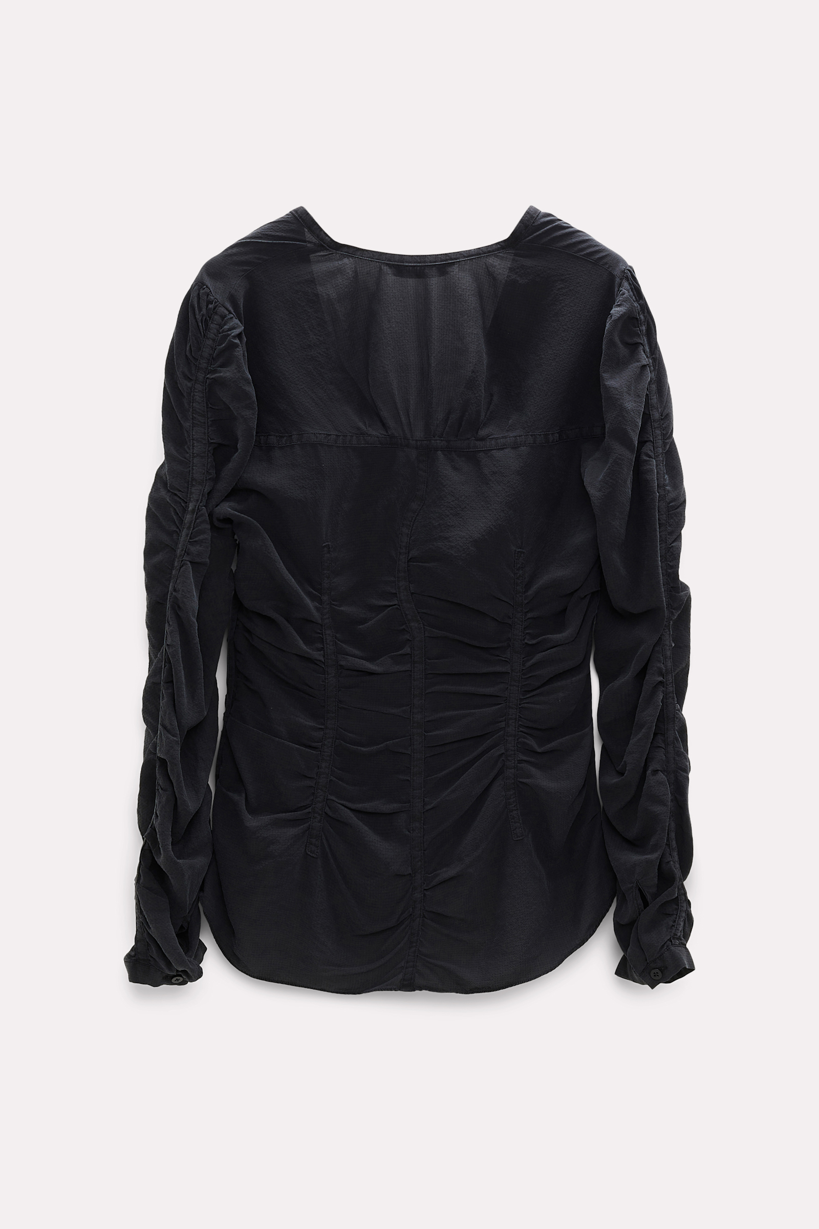 Dorothee Schumacher Ripstop silk blouse with smocked seams pure black