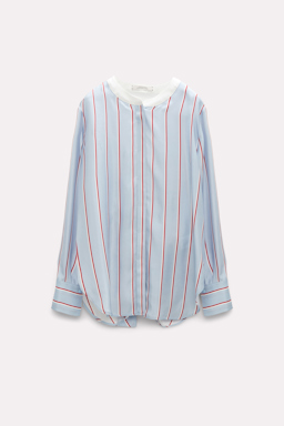 Dorothee Schumacher Striped silk blouse with deep back neckline colorful mix with stripes