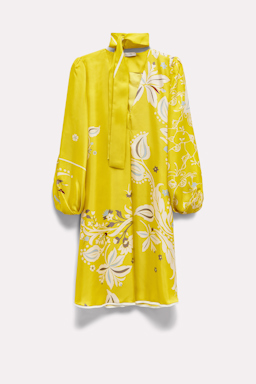 Dorothee Schumacher Floral dress with shawl detail yellow cream blue mix