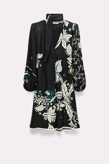 Dorothee Schumacher Floral dress with shawl detail black mix