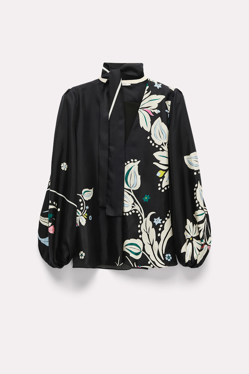 DOROTHEE SCHUMACHER FLORAL BLOUSE WITH SHAWL DETAIL