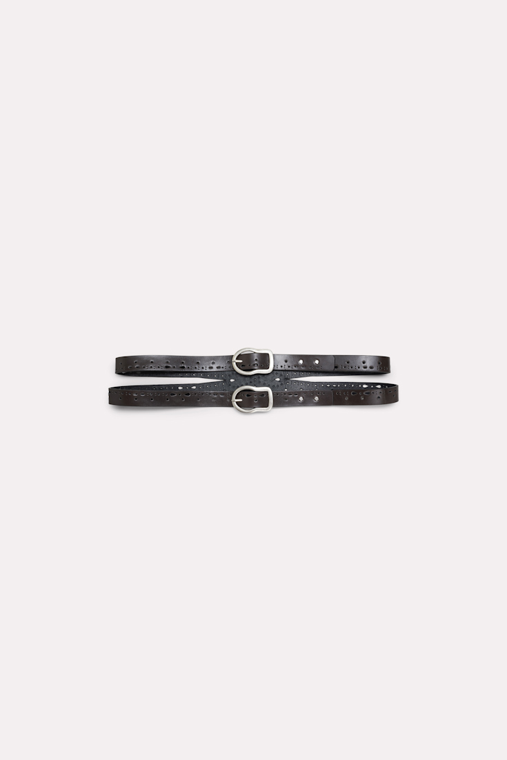 Dorothee Schumacher Double belt with cut-out details dark grey