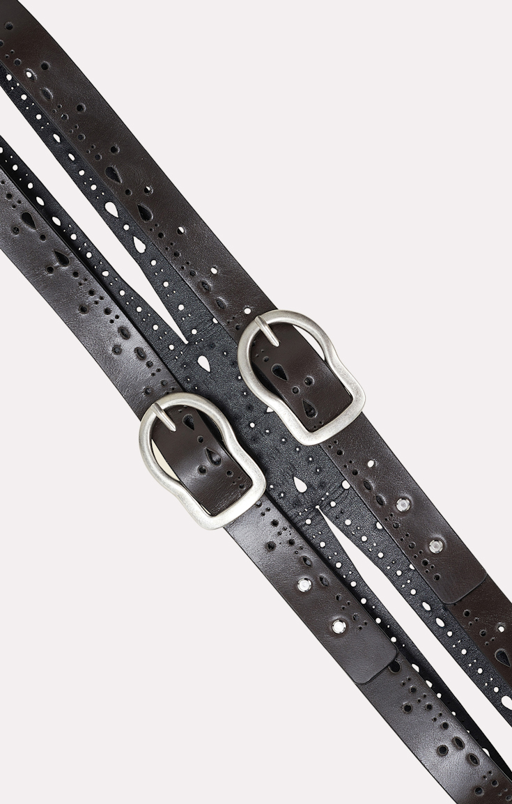 Dorothee Schumacher Double belt with cut-out details dark grey