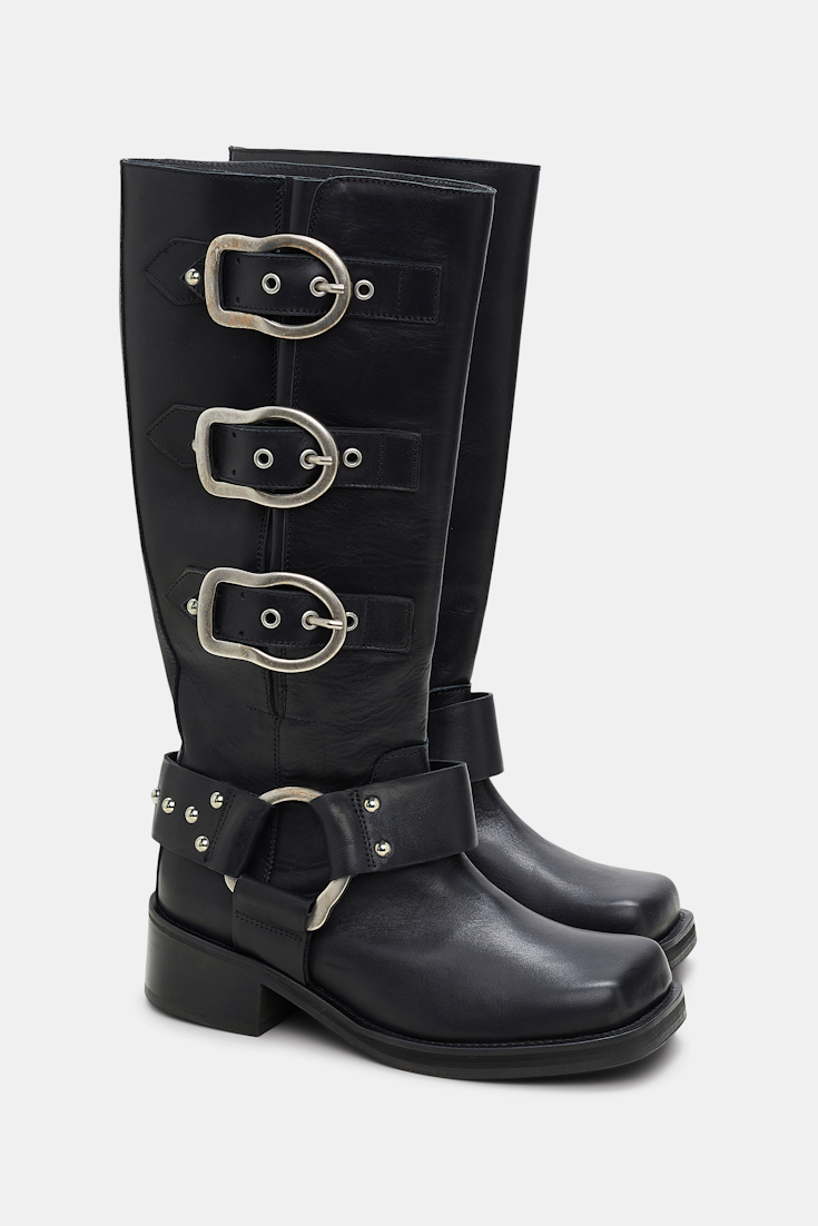 Dorothee Schumacher Hoher Bikerboot mit Signature-Schließen pure black