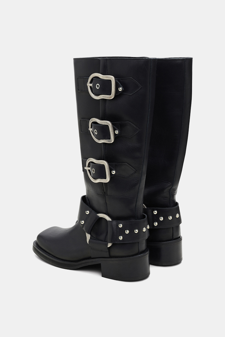 Dorothee Schumacher Hoher Bikerboot mit Signature-Schließen pure black