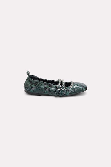 Dorothee Schumacher Foldable ballerina with studs green snake mix