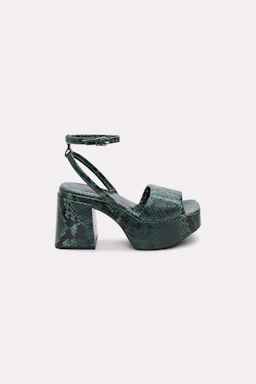 Dorothee Schumacher Platform sandal with ankle strap green snake mix