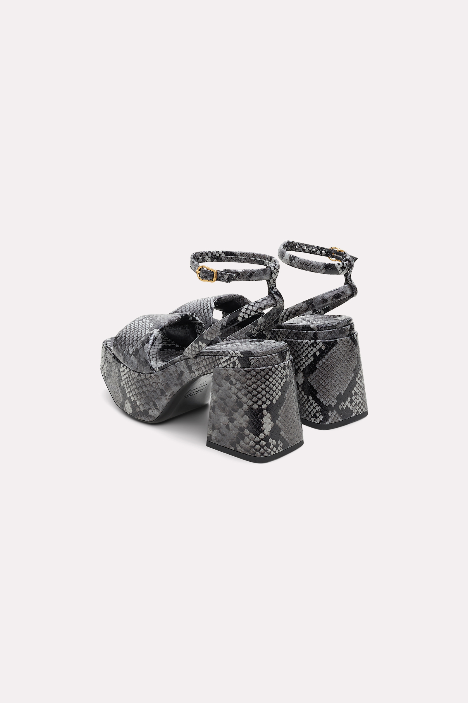 Dorothee Schumacher Platform sandal with ankle strap grey black snake mix