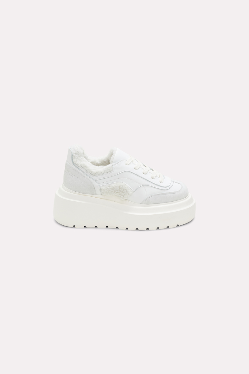 Dorothee Schumacher Platform Sneaker With Shearling In White