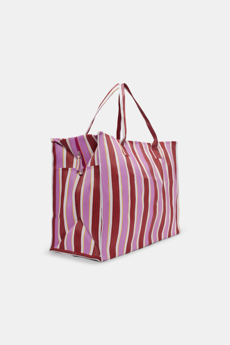 Dorothee Schumacher Gestreifte Tote aus recyceltem Plastik rose cool stripes mix