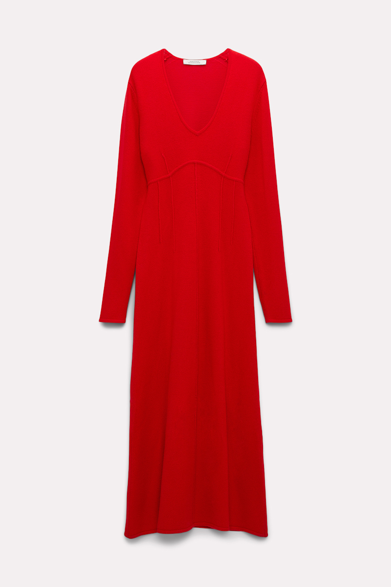 Dorothee Schumacher Knit Dress With Seam Detailing In Red