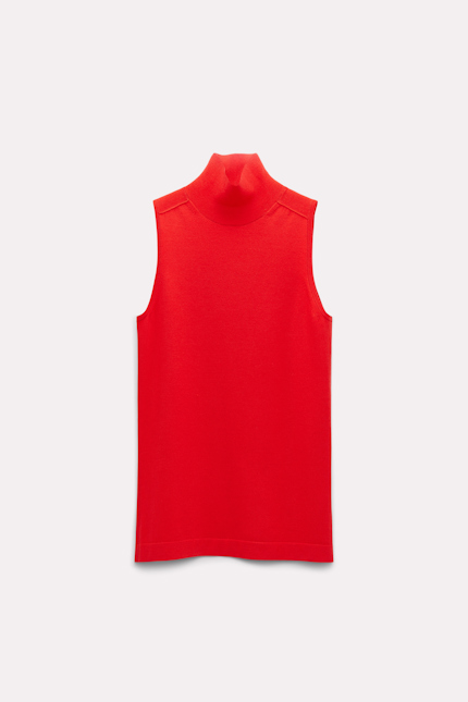 MERINO ELEGANCE top Dorothee Schumacher Ärmelloses Rollkragentop pure red