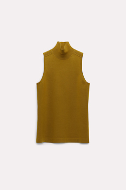 Dorothee Schumacher Sleeveless knit turtleneck light olive green