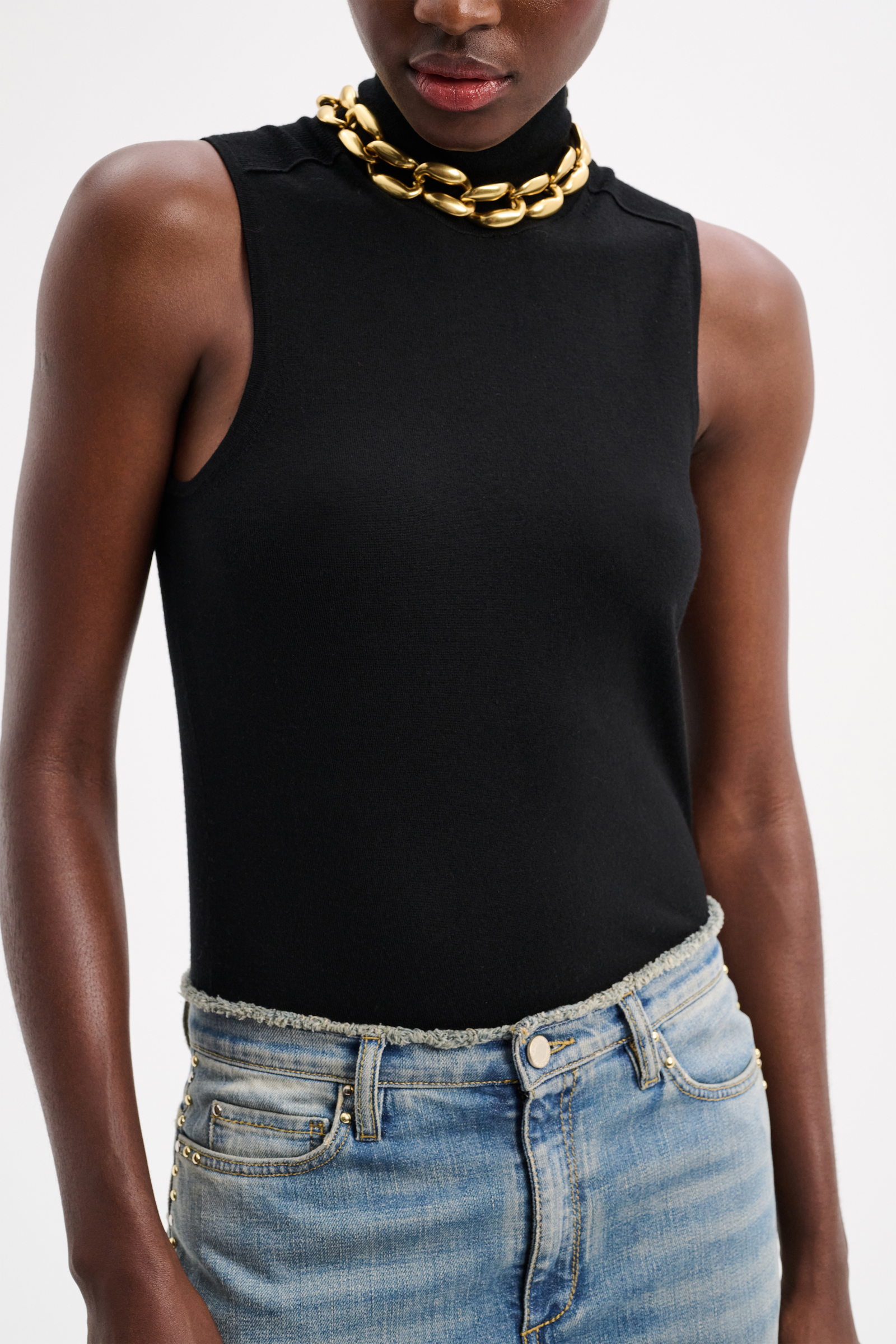 Dorothee Schumacher Sleeveless knit turtleneck pure black