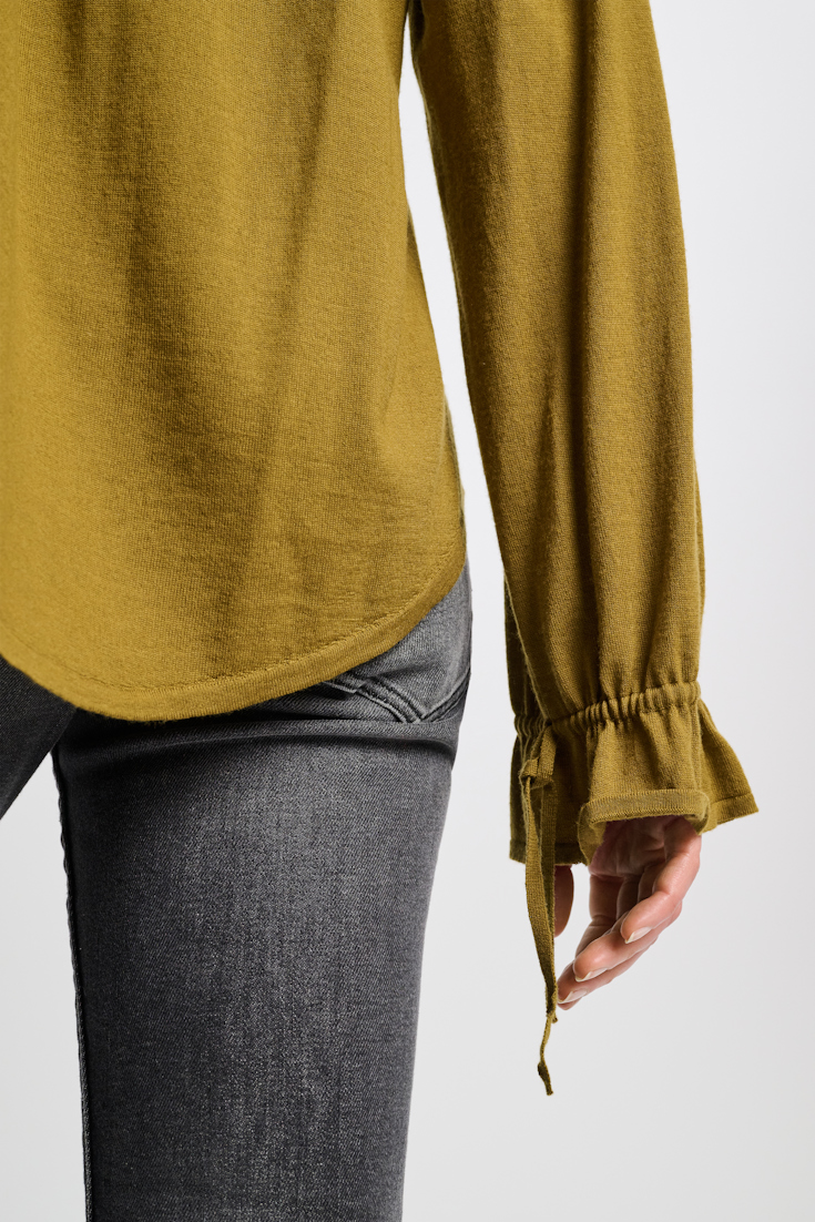 Dorothee Schumacher Laced pullover with details in silk-crêpe de chine light olive green