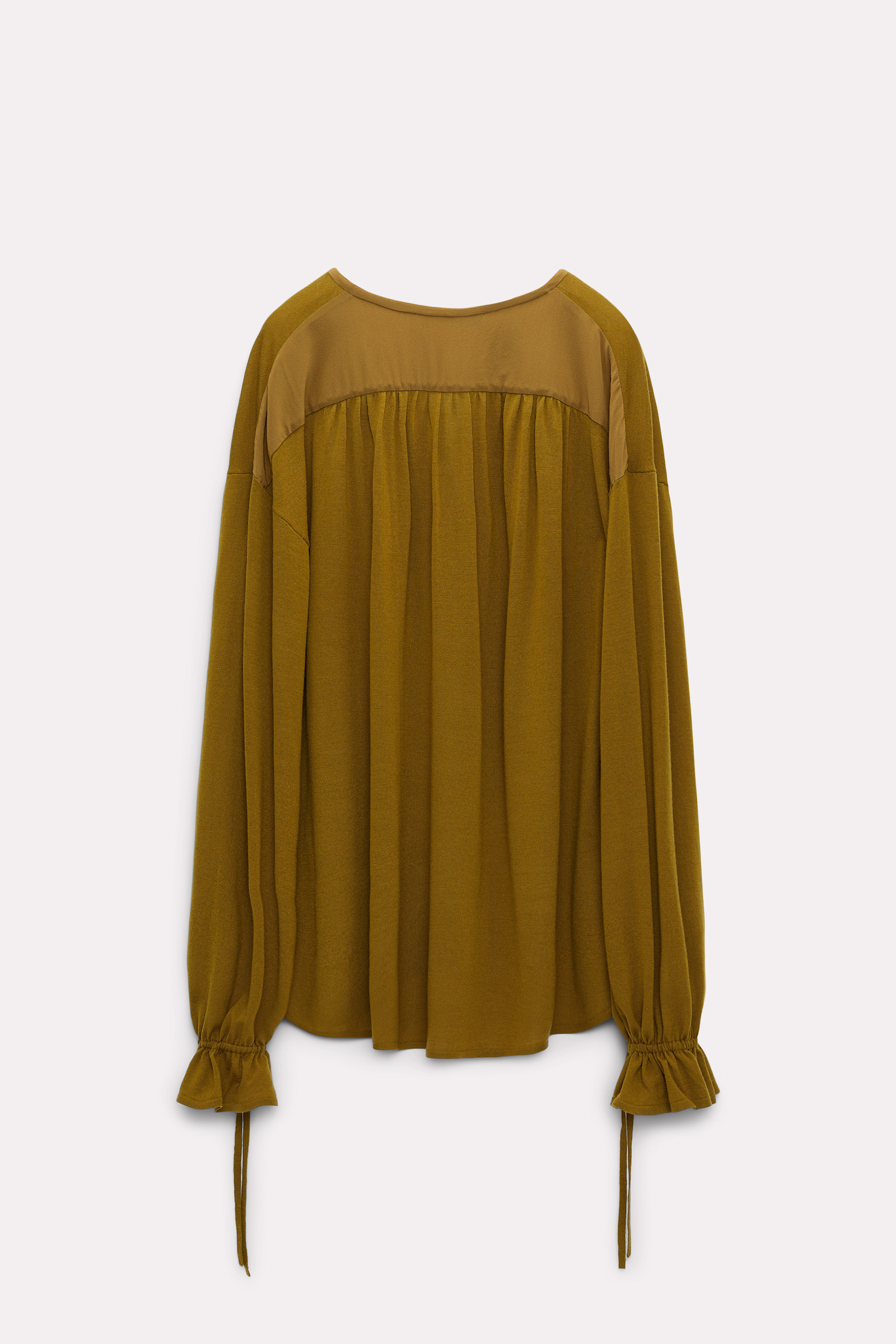 Dorothee Schumacher Laced pullover with details in silk-crêpe de chine light olive green