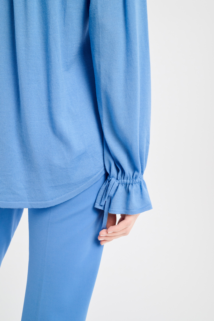 Dorothee Schumacher Laced pullover with details in silk-crêpe de chine cozy blue