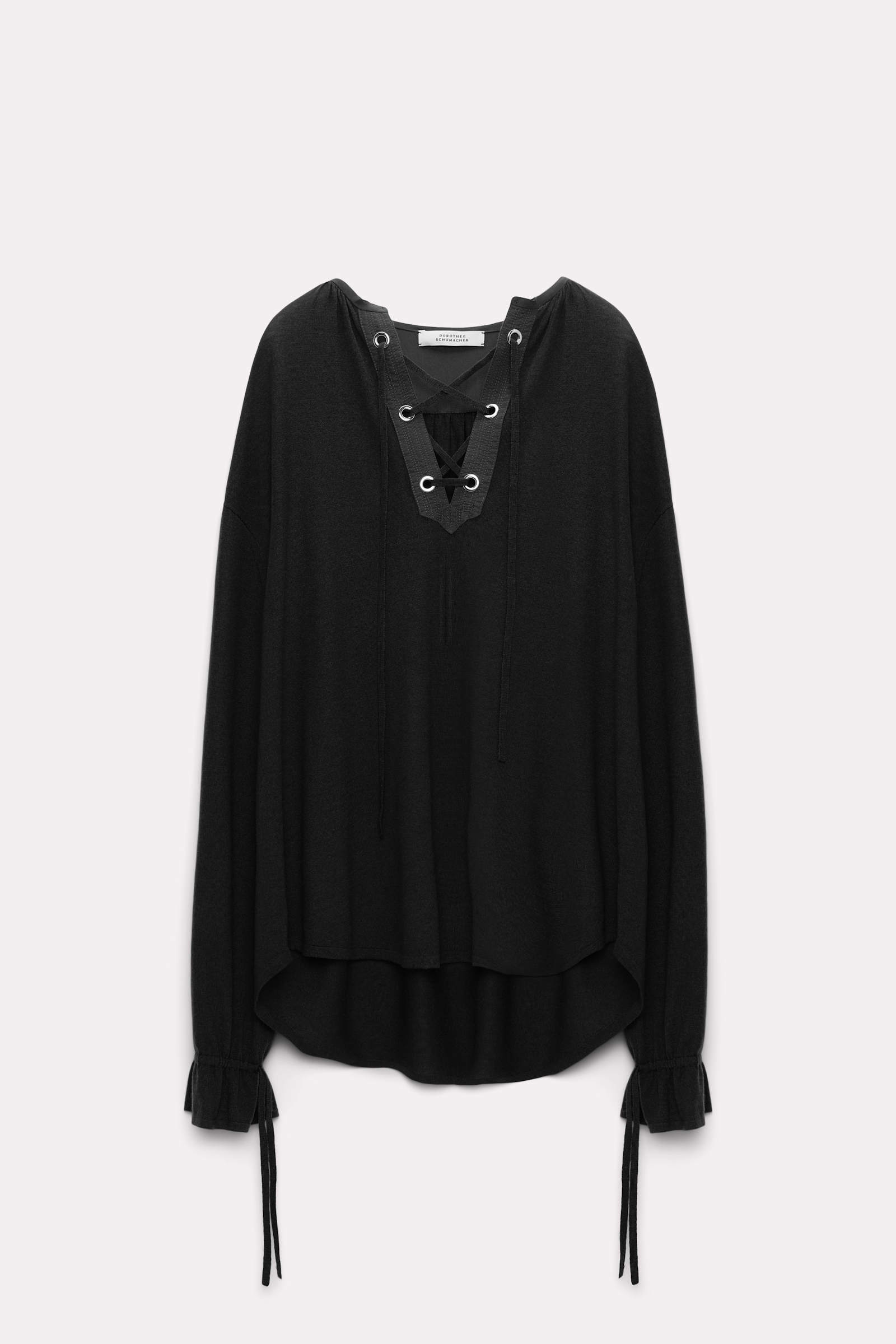 Dorothee Schumacher Laced pullover with details in silk-crêpe de chine pure black