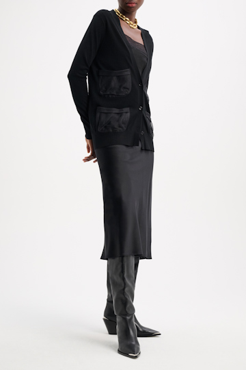 Dorothee Schumacher Cardigan with organza pockets pure black