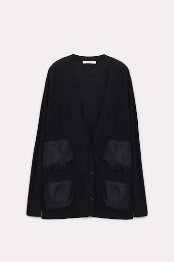 Dorothee Schumacher Cardigan mit Taschen aus Organza pure black