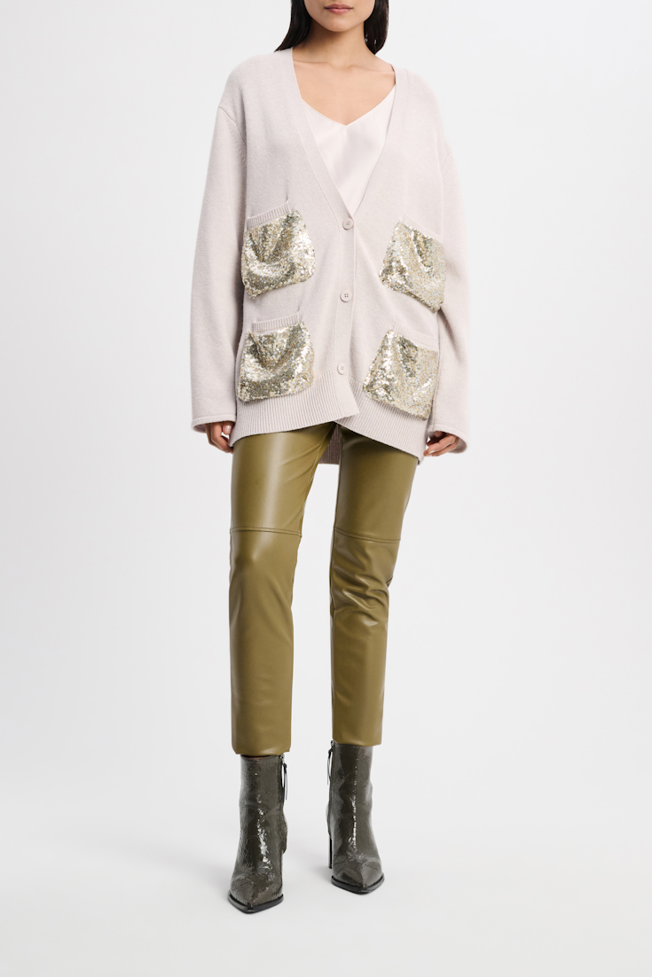 Dorothee Schumacher Cardigan with sequin pockets soft beige