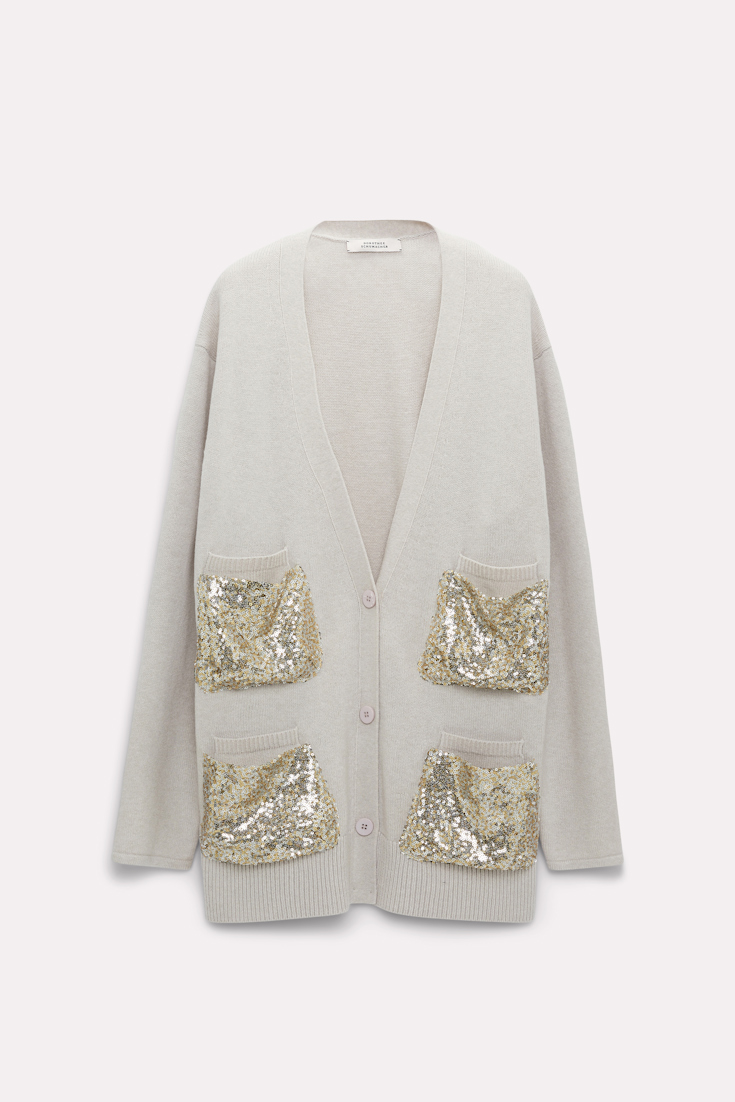 Dorothee Schumacher Cardigan with sequin pockets soft beige