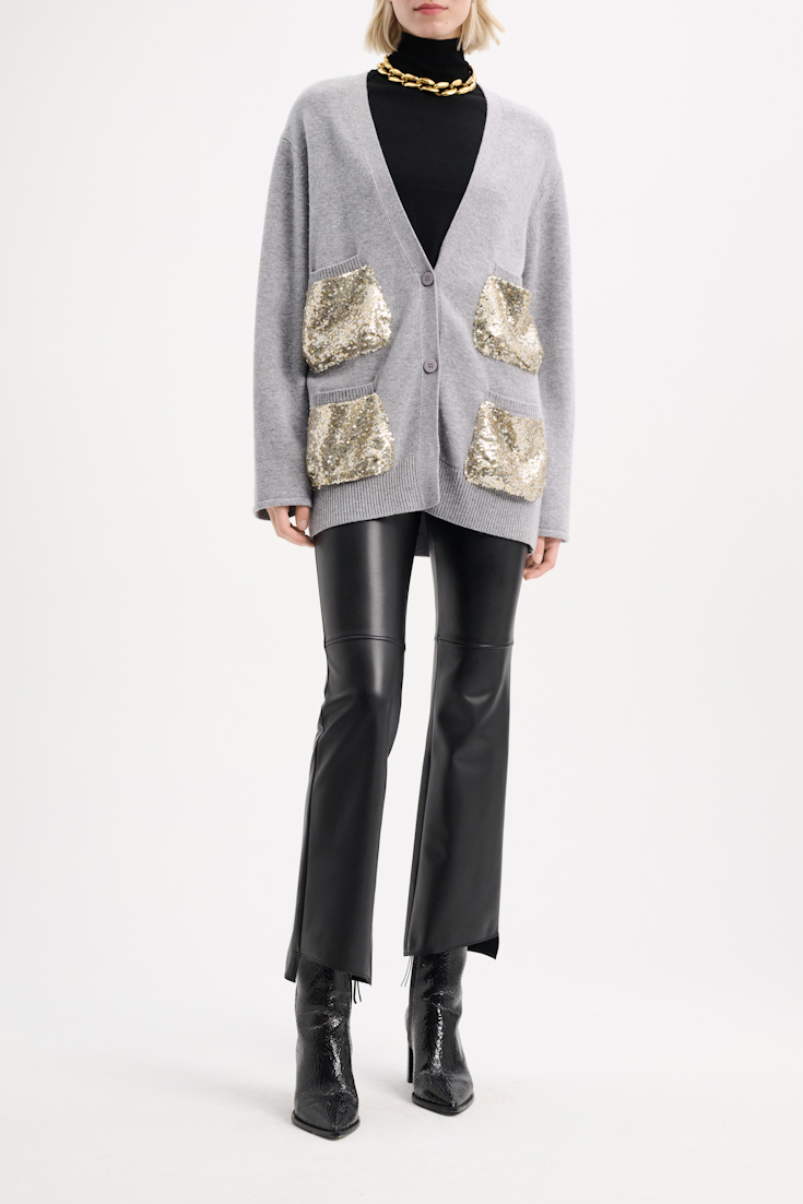 Dorothee Schumacher Cardigan with sequin pockets cozy grey