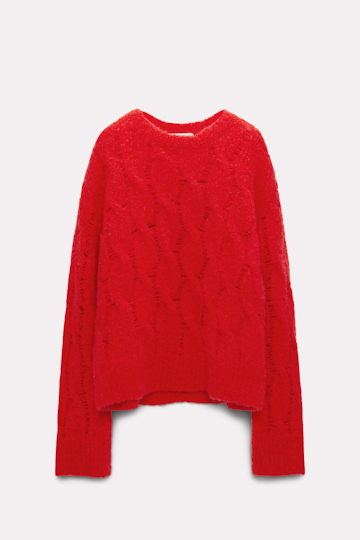 Dorothee Schumacher Pullover mit Zopfmuster aus Mohairmix strong red