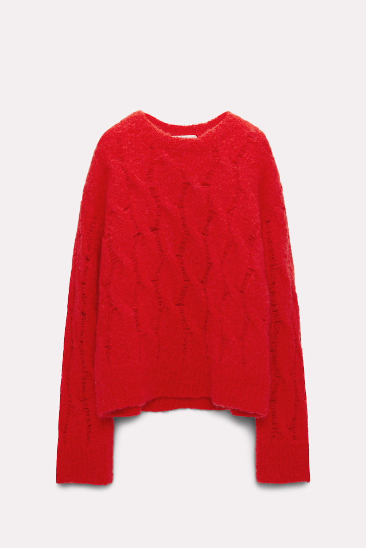 Dorothee Schumacher Mohair mix cable knit pullover strong red
