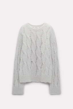 Dorothee Schumacher Mohair mix cable knit pullover cloudy grey
