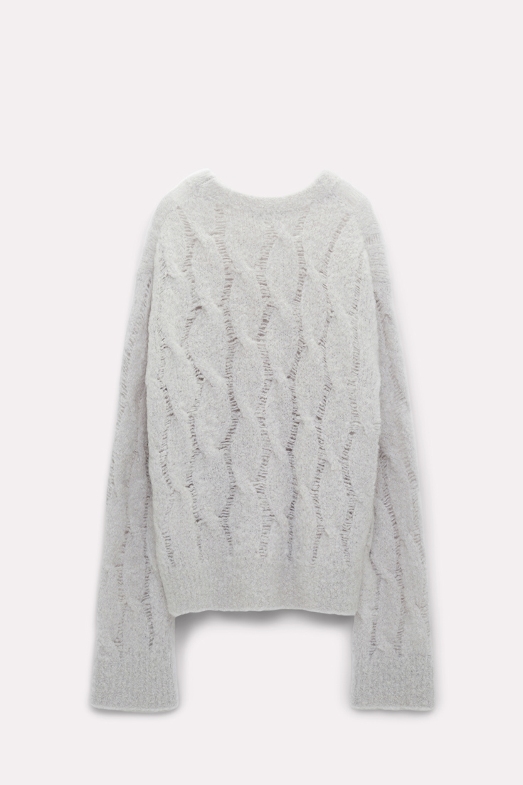 Dorothee Schumacher Mohair mix cable knit pullover cloudy grey