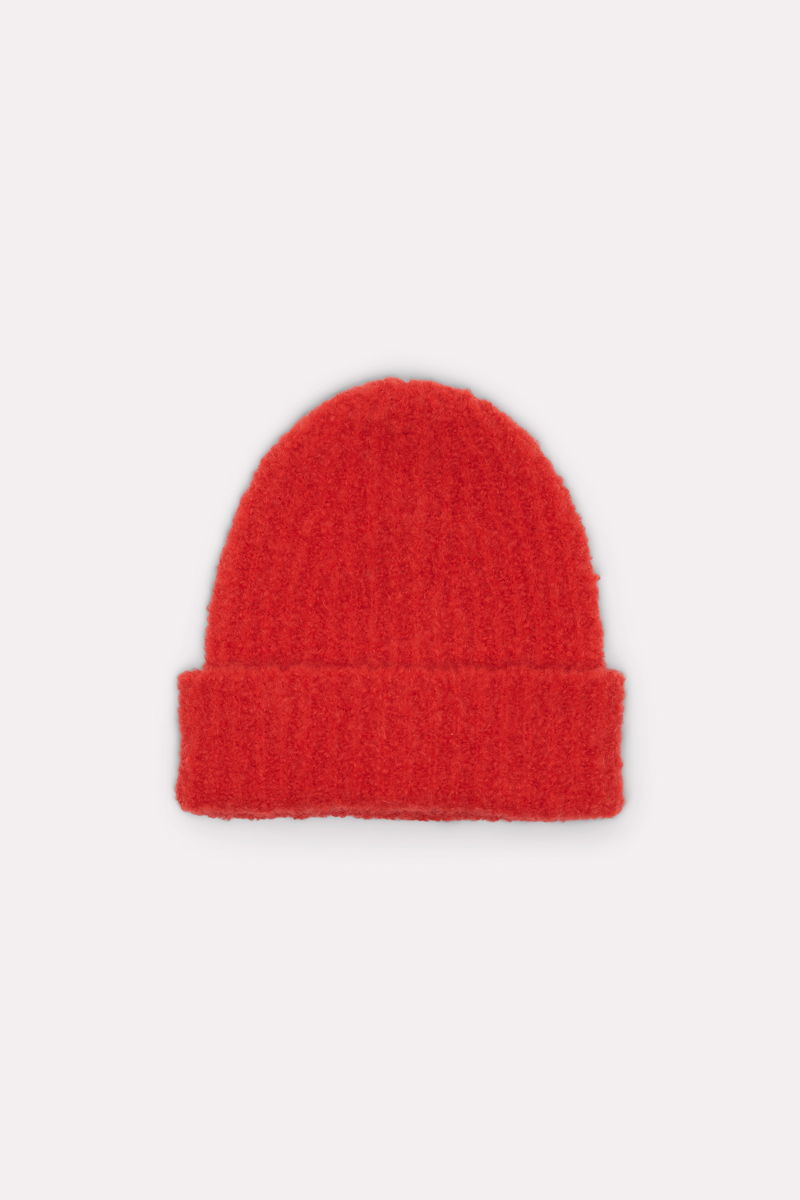 Dorothee Schumacher Mohair Mix Ribbed Knit Hat In Red