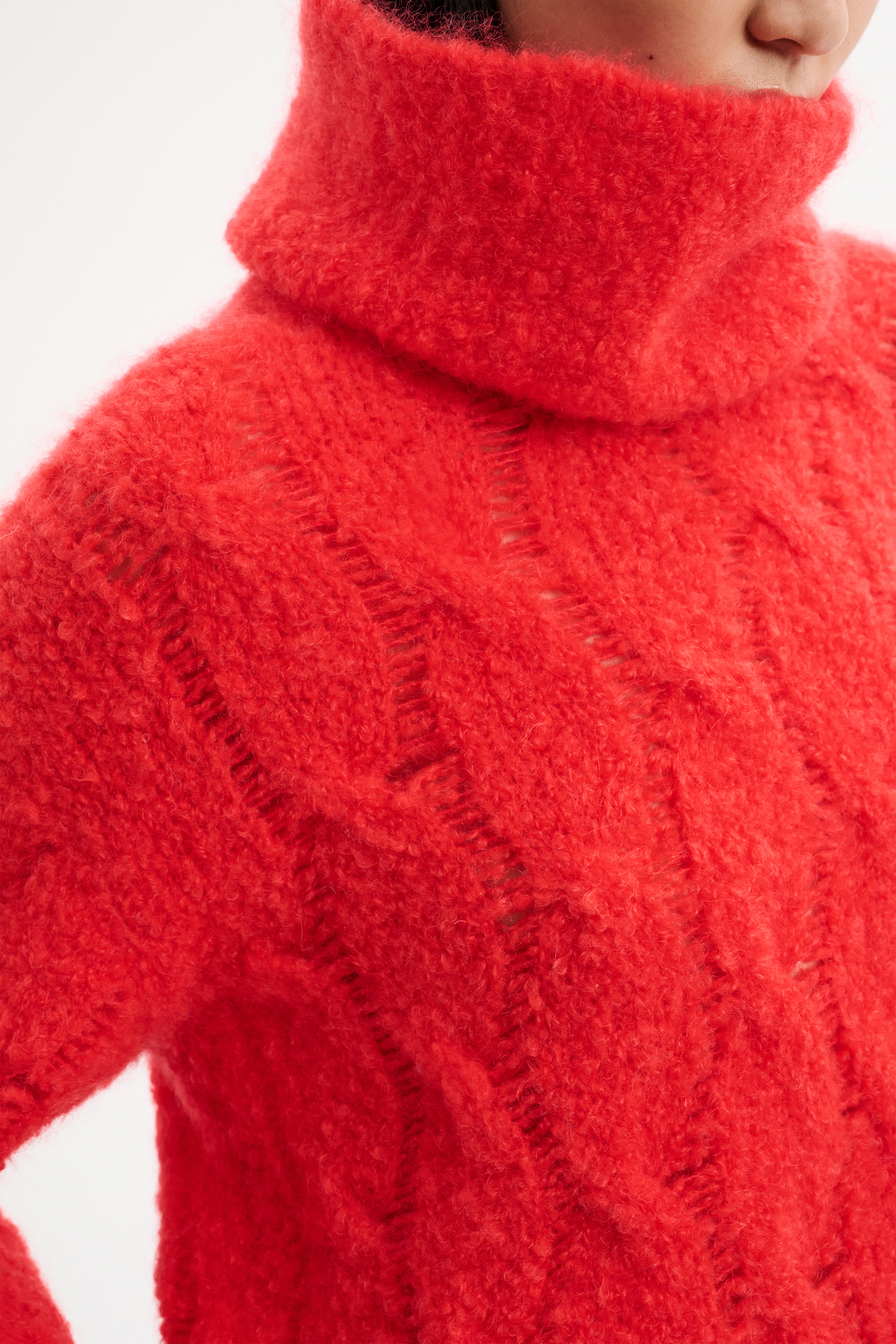 Dorothee Schumacher Mohair mix ribbed knit snood strong red