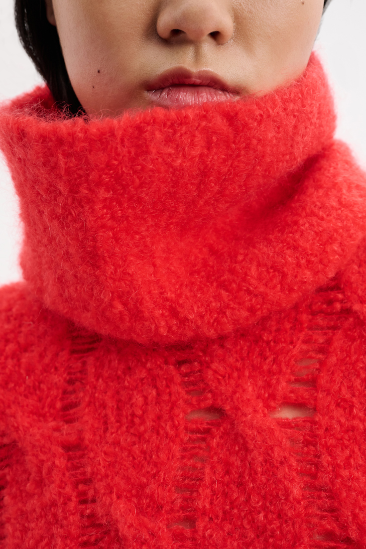 Dorothee Schumacher Gerippte Snood aus Mohairmix strong red