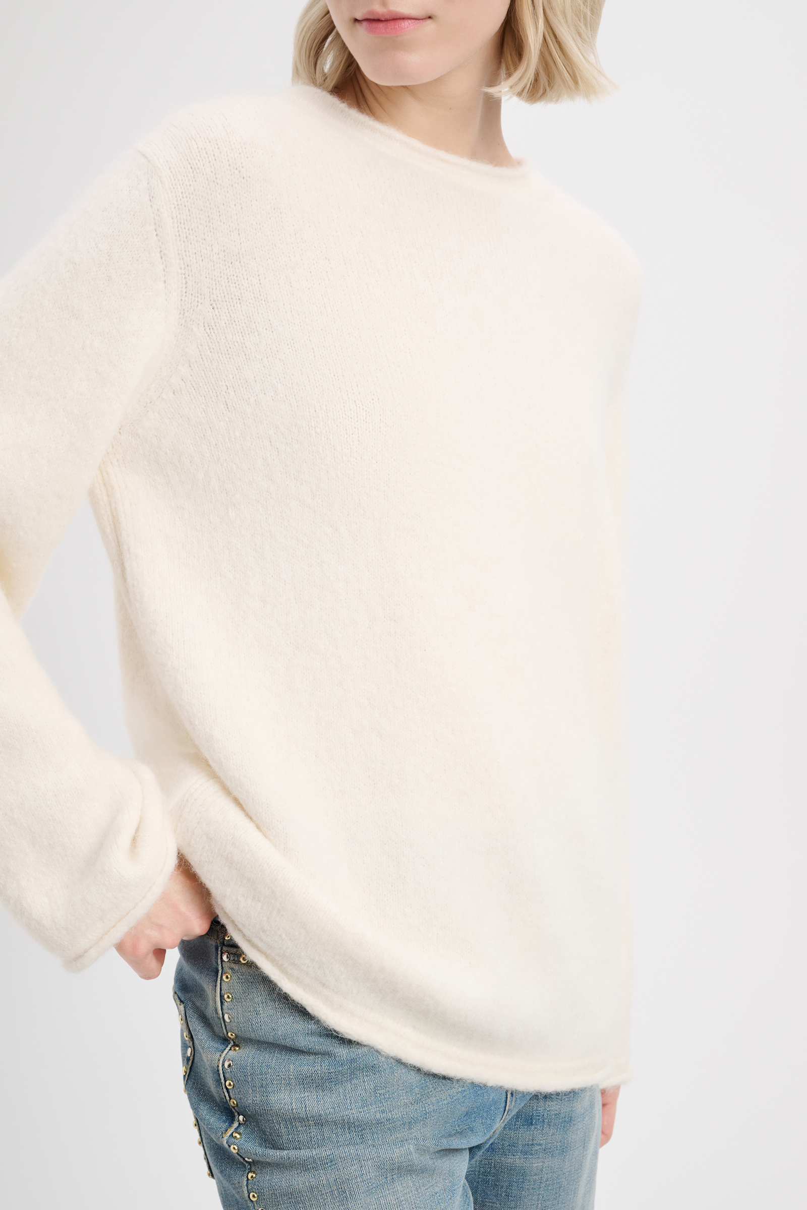 Dorothee Schumacher Alpaca mix knit pullover with rolled seams camellia white