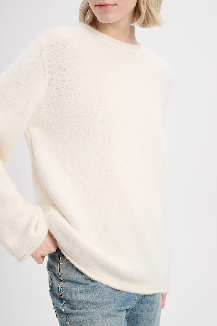 Dorothee Schumacher Alpaca mix knit pullover with rolled seams camellia white