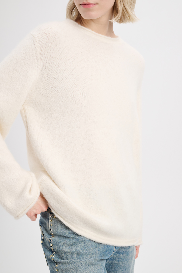 Dorothee Schumacher Pullover mit Rollsaum aus Alpakamix camellia white