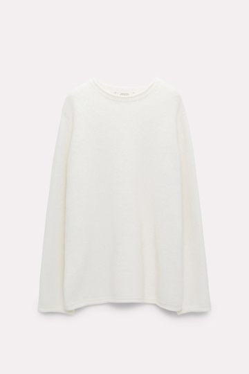 Dorothee Schumacher Alpaca mix knit pullover with rolled seams camellia white