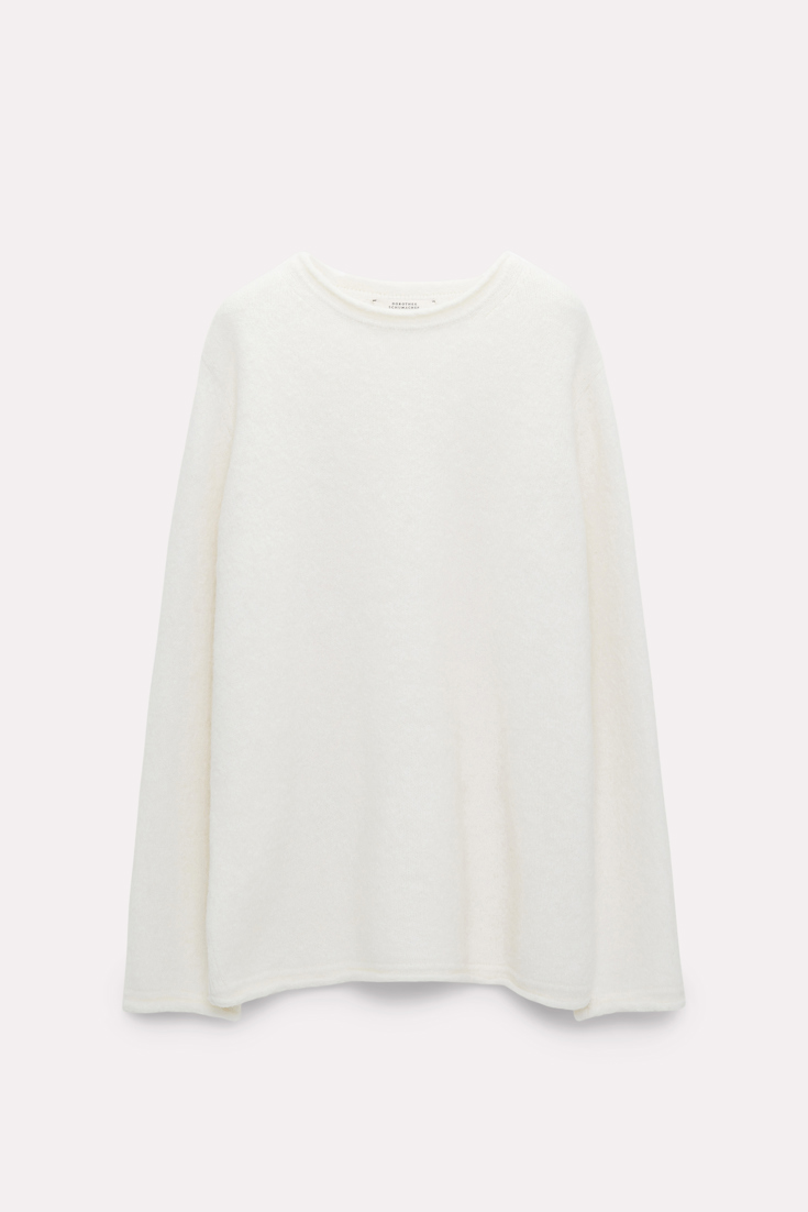 Dorothee Schumacher Alpaca mix knit pullover with rolled seams camellia white