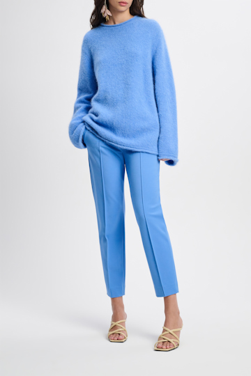 Dorothee Schumacher Alpaca mix knit pullover with rolled seams cornflower blue