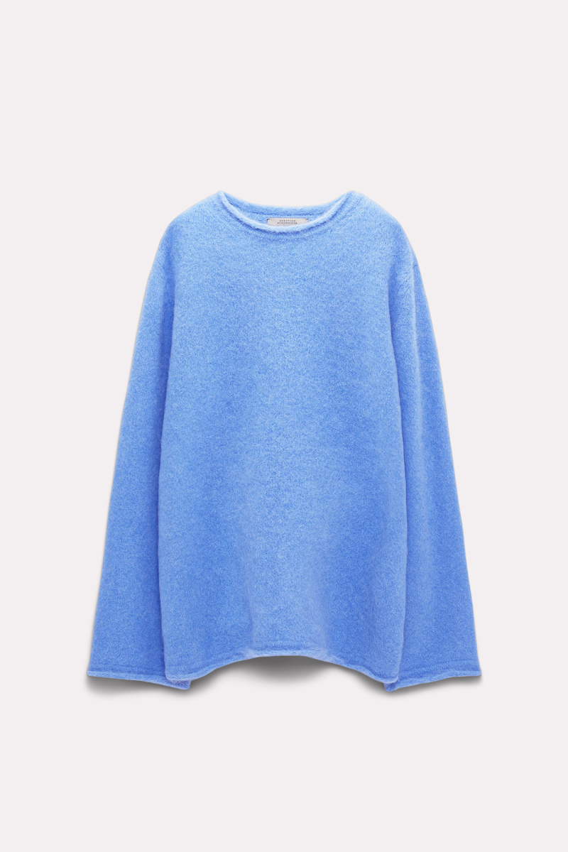 Dorothee Schumacher Alpaca Mix Knit Pullover With Rolled Seams In Blue