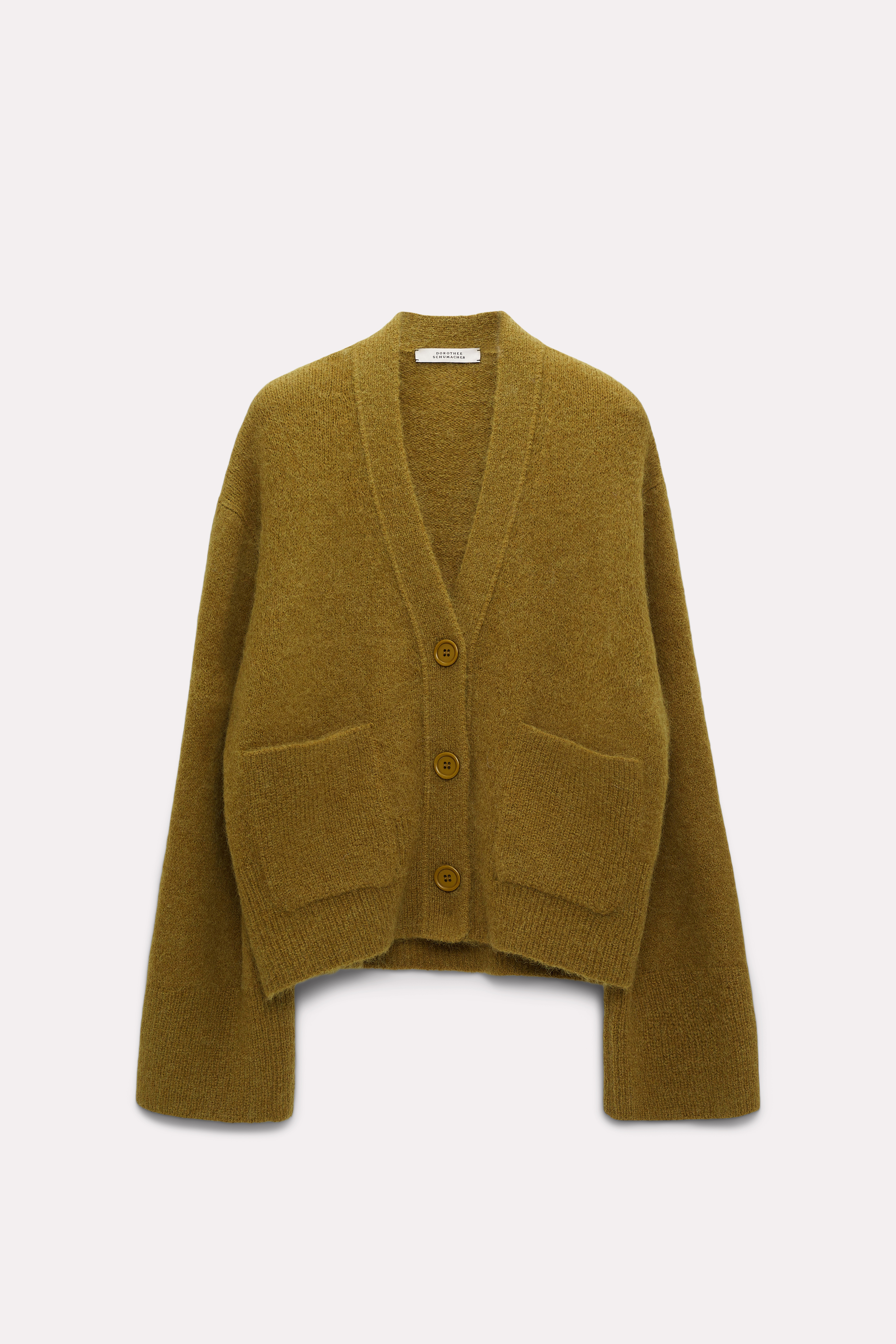 Dorothee Schumacher Cardigan mit aufgesetzten Taschen aus Alpakamix whispering green