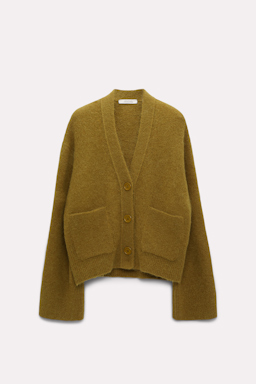 Dorothee Schumacher Alpaca mix knit cardigan with patch pockets whispering green