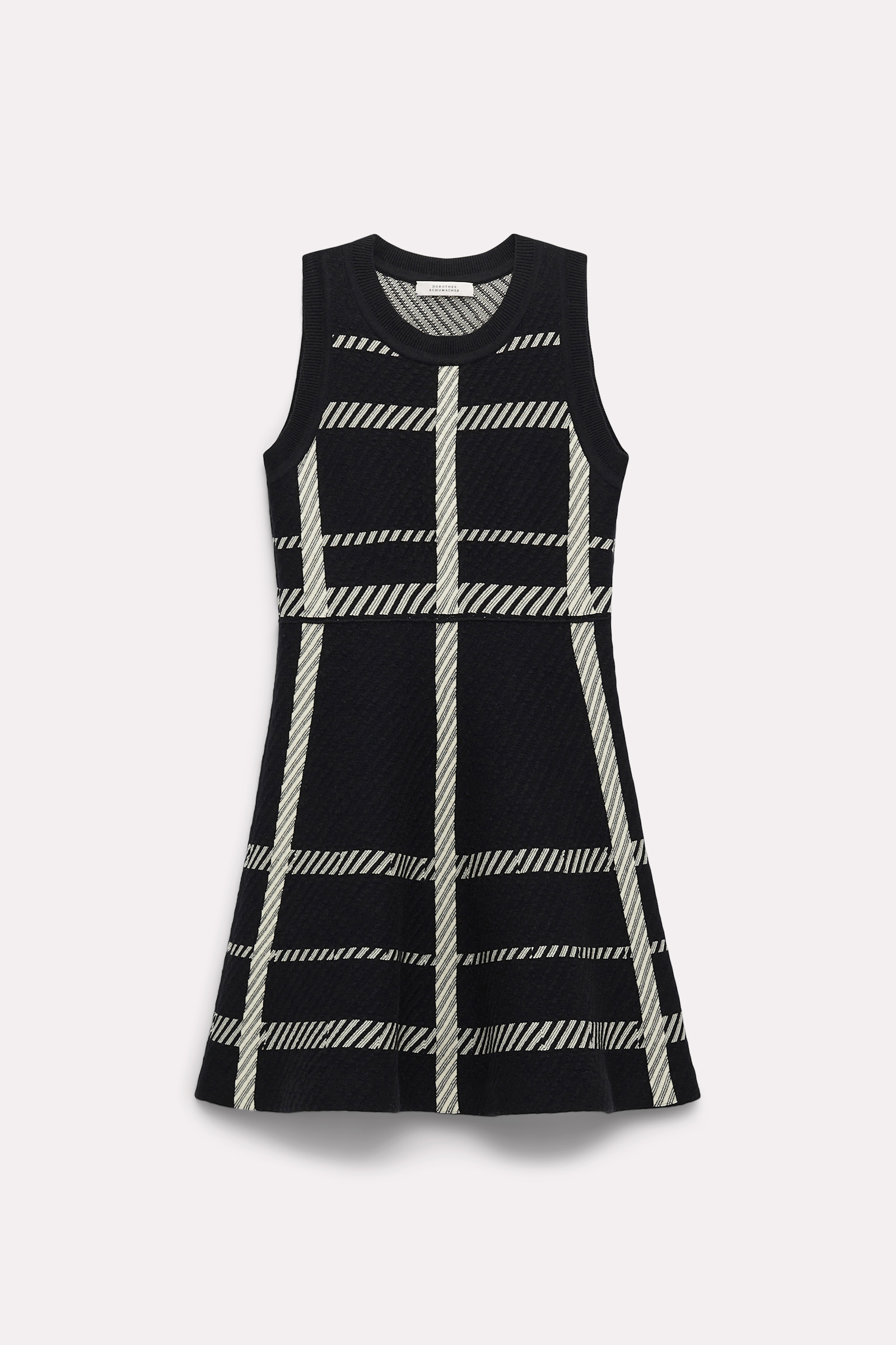 Dorothee Schumacher Plaid knit mini-dress camelia white with glold print