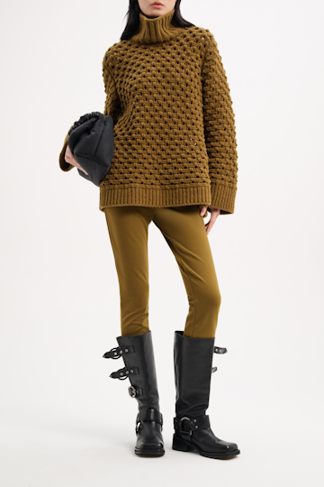 Dorothee Schumacher Turtleneck pullover with pointelle patterning gold brown