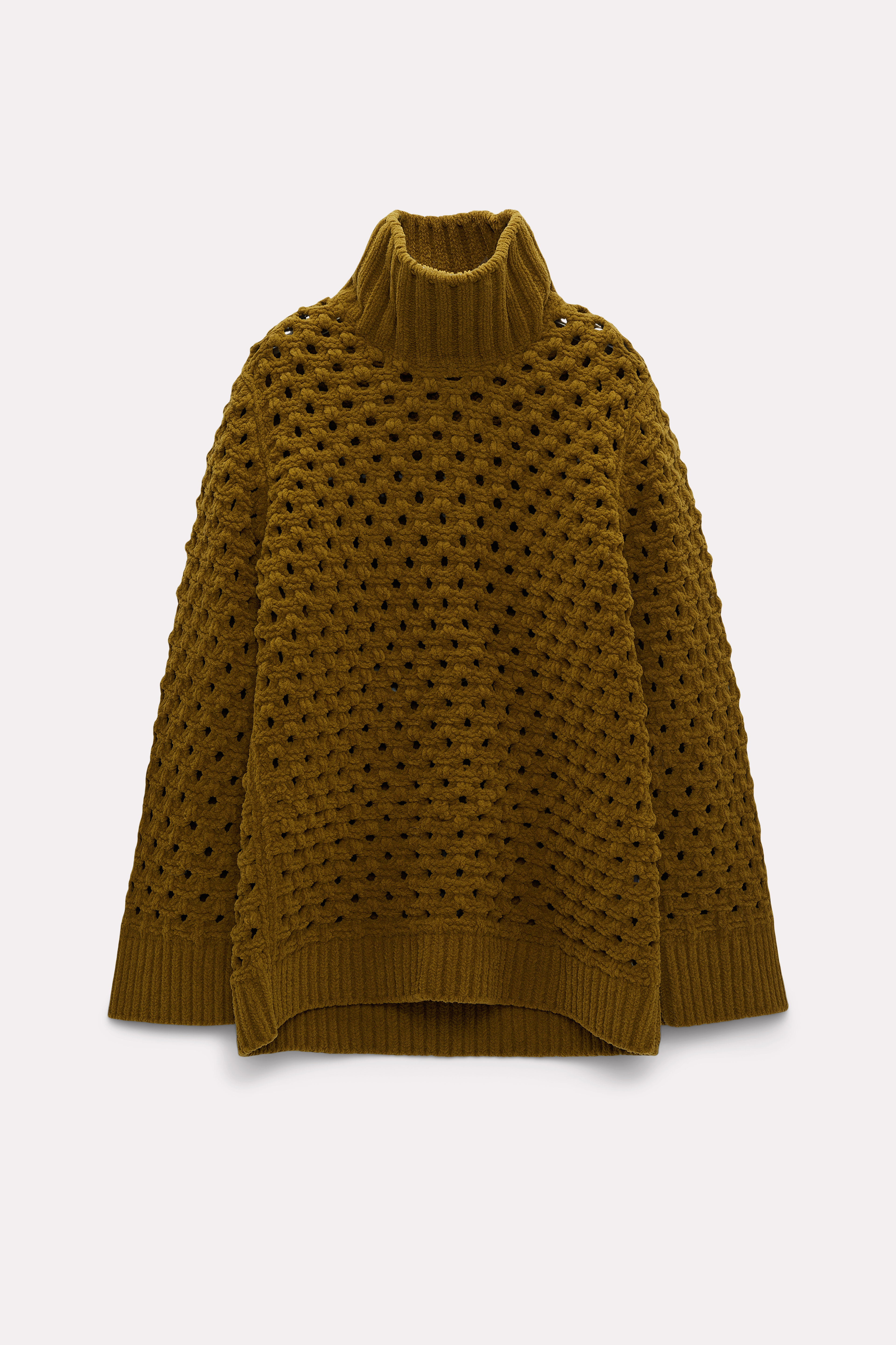 Dorothee Schumacher Turtleneck pullover with pointelle patterning gold brown