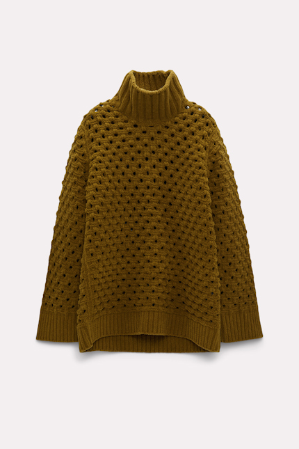 CROCHET FEELING pullover Dorothee Schumacher Pullover mit Pointelle Muster gold brown