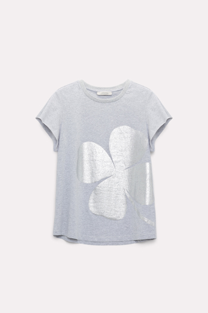LUCKY YOU shirt Dorothee Schumacher T-shirt with metallic print grey melange with silver print